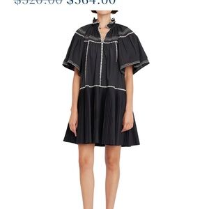 Ulla Johnson Black Mini Dress with White Contrast Trim